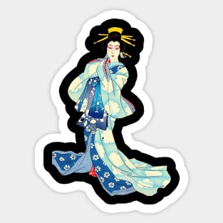 Geisha in Kabuki performance - Ukiyo-e Japanese Woodblock Print Sticker